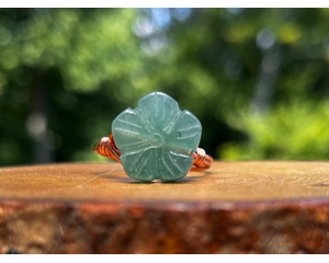 Green Aventurine Flower Copper Wire Ring by Rock My Zen